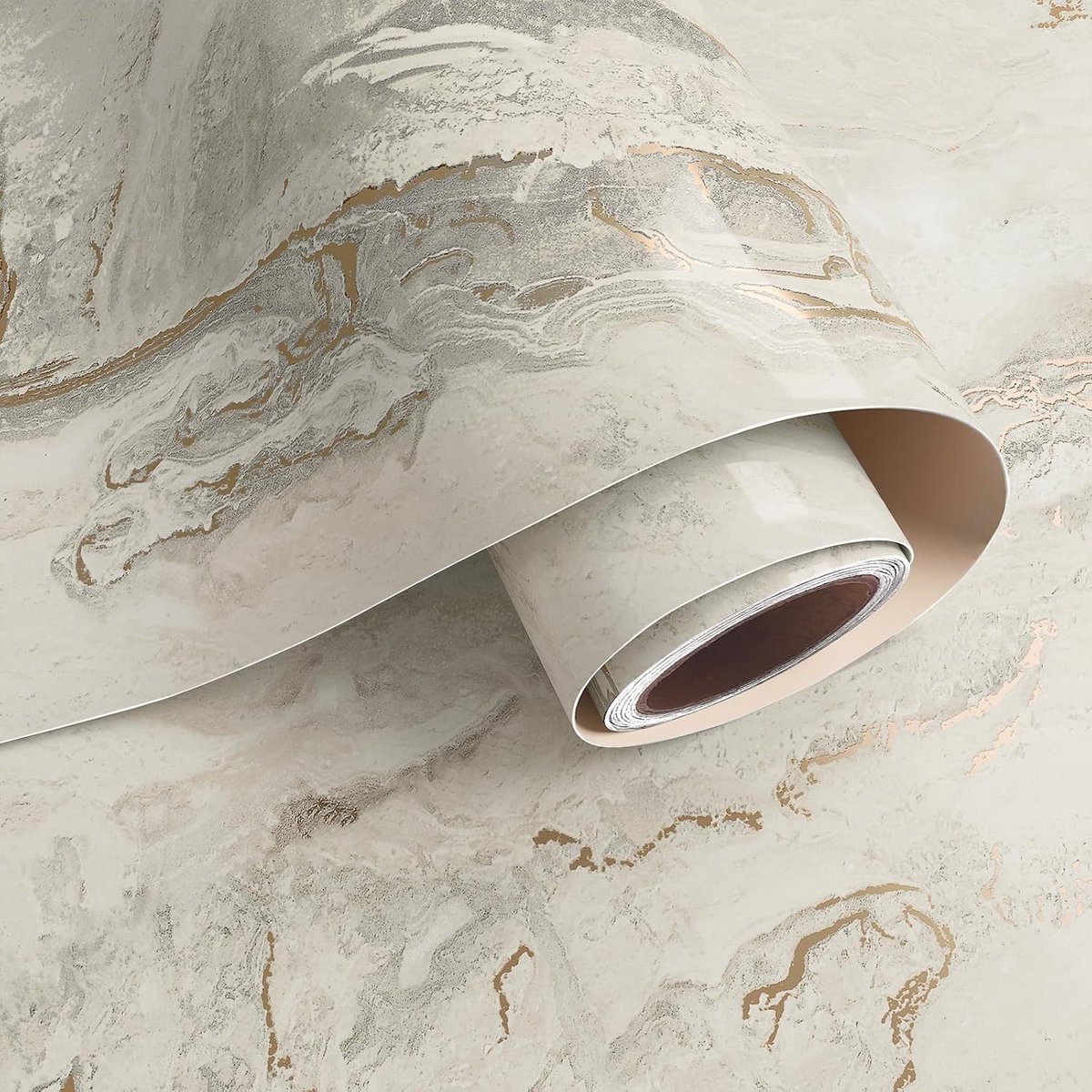 Zelfklevend vinylbehang 40cm x 800cm - Beige goud marmer effect - Elegant en natuurlijk - Vernieuw je meubels - ShopVlot