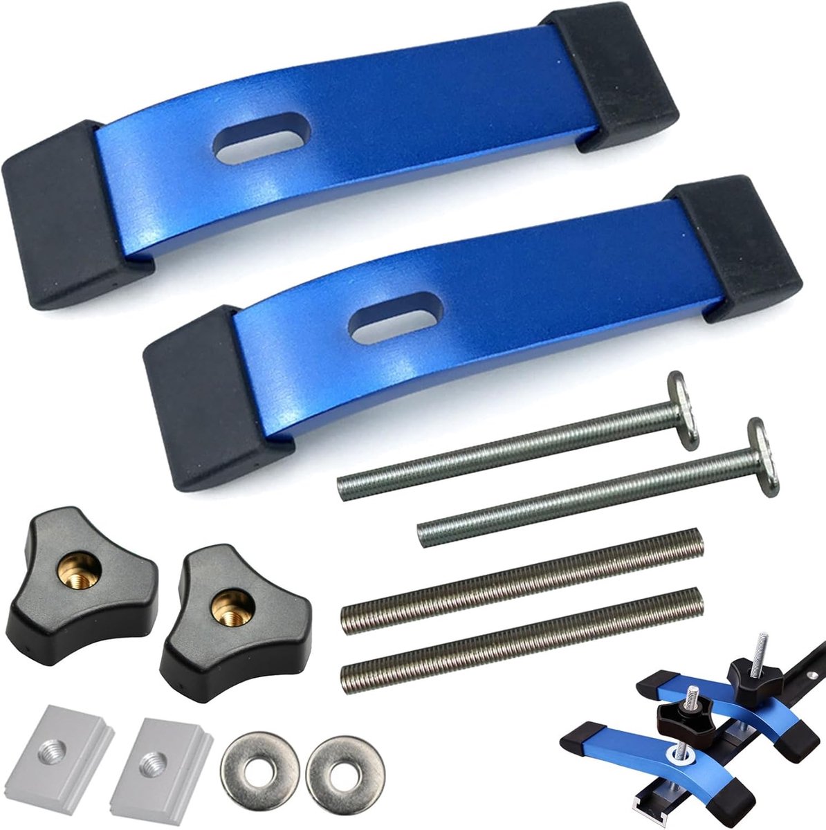 T-track houtbewerkingsklem set - 2-delig - aluminium - stevig en snel verstelbaar - ShopVlot