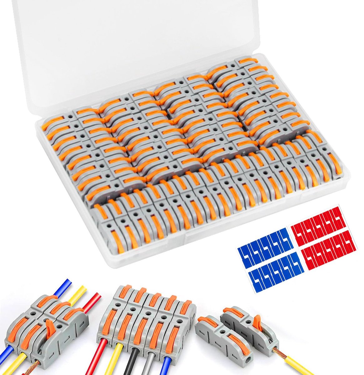 Kabelconnectoren 50 stuks - Tinnen koper - Inclusief 40 kabellabels - Veilig en duurzaam - ShopVlot