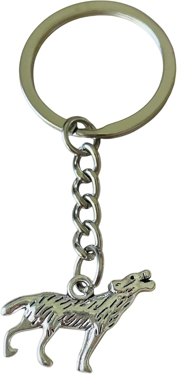 Sleutelhanger Wilde Wolf Zilver - Tas Auto Hanger - Uniek ontwerp - Perfect cadeau voor dierenliefhebbers - ShopVlot