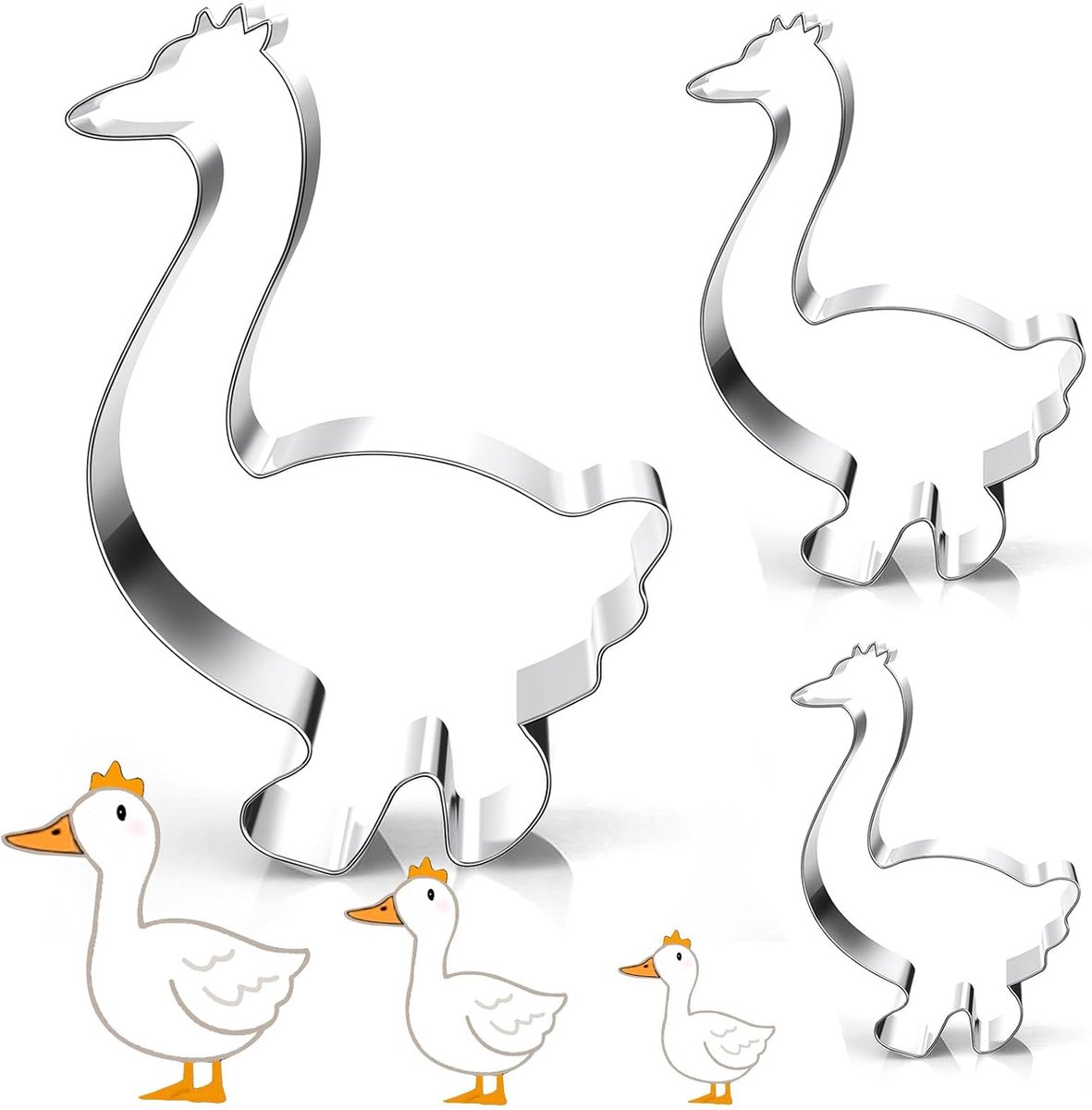 Koekjesuitsteekvormen Gans 3 Stuks - Diverse Maten - Uniek Ontwerp - Perfect voor Kinderen - ShopVlot