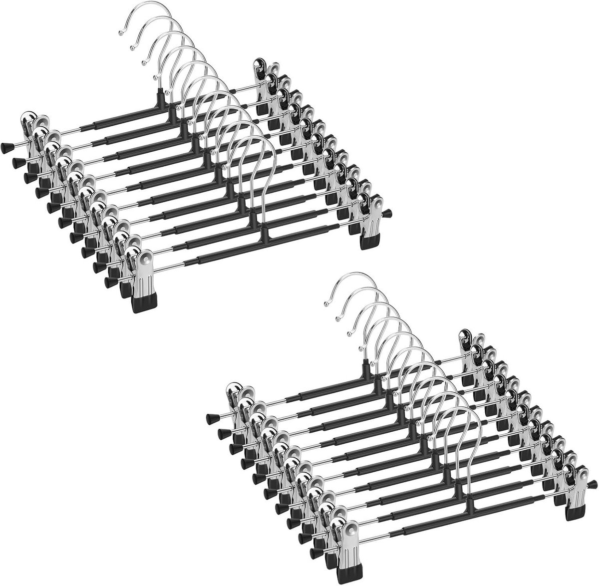 Metalen Broekhangers met Klemmen - Zilver - 30 cm - Robuuste Kledinghanger met Antislip Clips - Voor Kleding van Kinderen en Volwassenen
