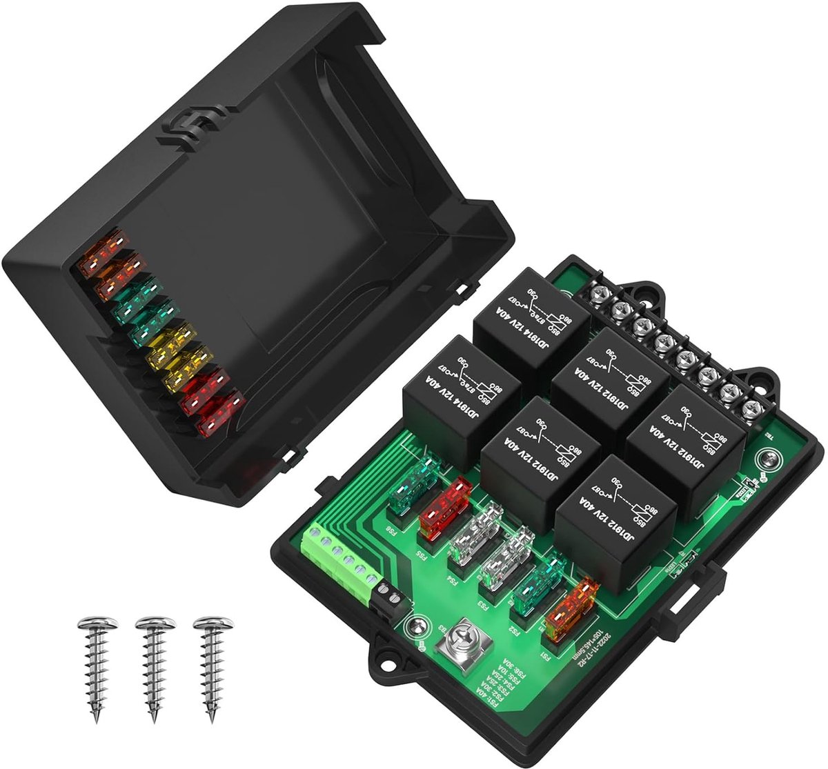 12V relais zekeringdoos - waterdicht - 6-weg met LED-display - universele fuse box voor auto, vrachtwagen en boten - ShopVlot
