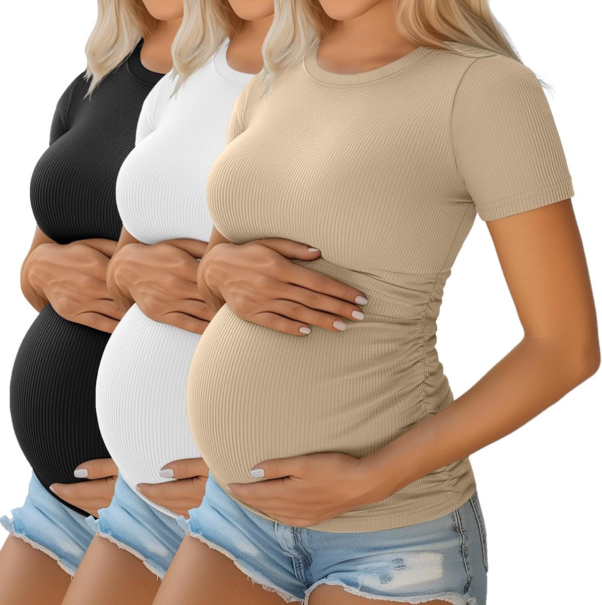 Zwangerschapsshirts 3 Pack - Katoen - Comfortabel - Ideaal voor elke gelegenheid - ShopVlot