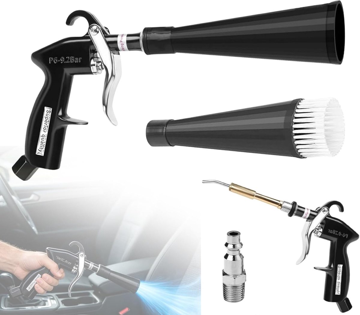 Reinigingspistool voor perslucht 6-9,2 bar - droogpistool voor auto - nauwkeurig luchtpistool - verwijdert snel vuil - ShopVlot