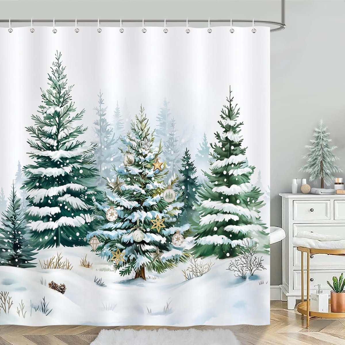 Douchegordijn 180 x 180 cm - Waterdicht Polyester - Schimmelbestendig - Creëer een winterse sfeer - ShopVlot