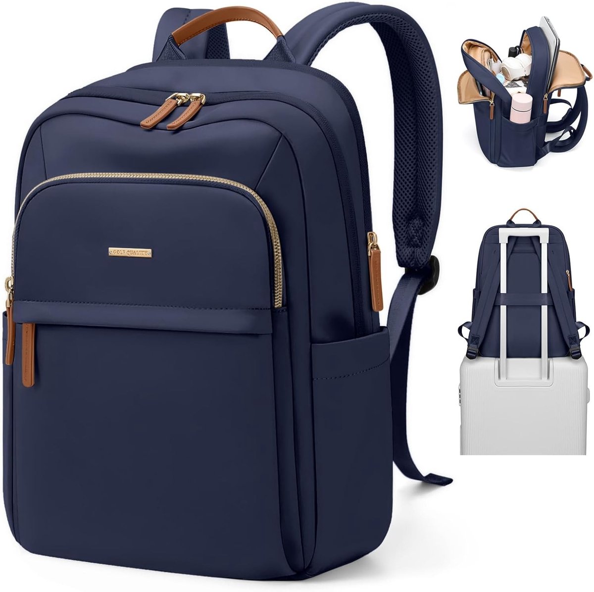 Laptoptas - Marineblauw - 15,6 inch - Waterdichte Casual Rugzak met Compartiment - Voor Dames