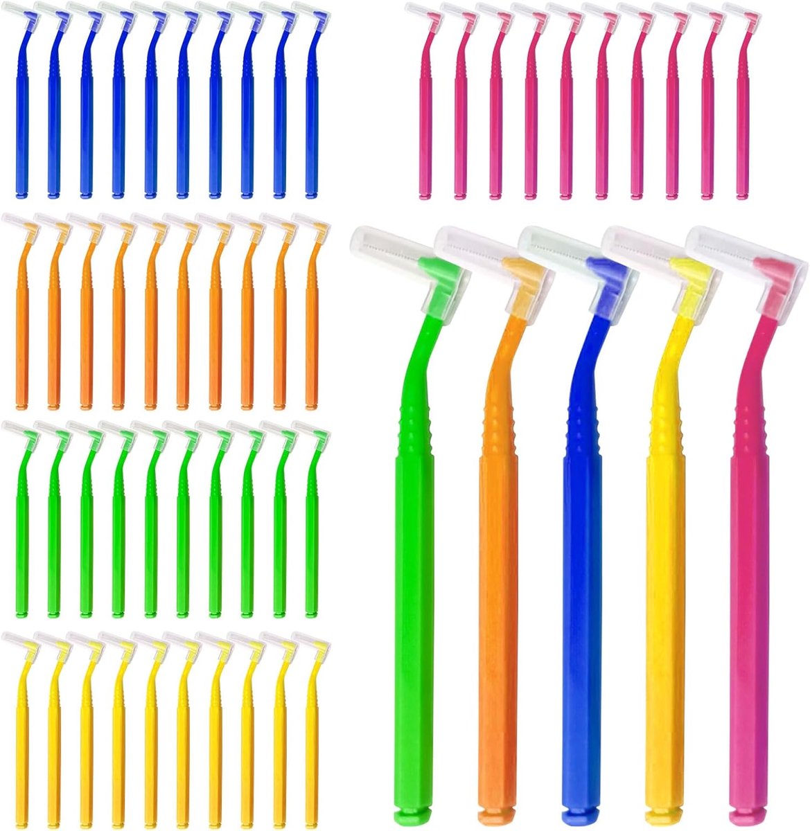 Interdentale borstels 50 stuks - L-vormig - Soft nylon - Voor optimale mondhygiëne - ShopVlot