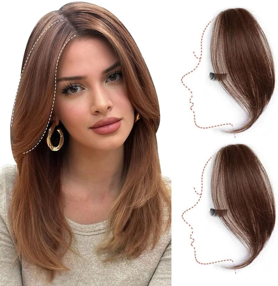 Clip-In Fringe - 100% Remy Haar - Lichtbruin - Gemakkelijke transformatie voor vrouwen - ShopVlot