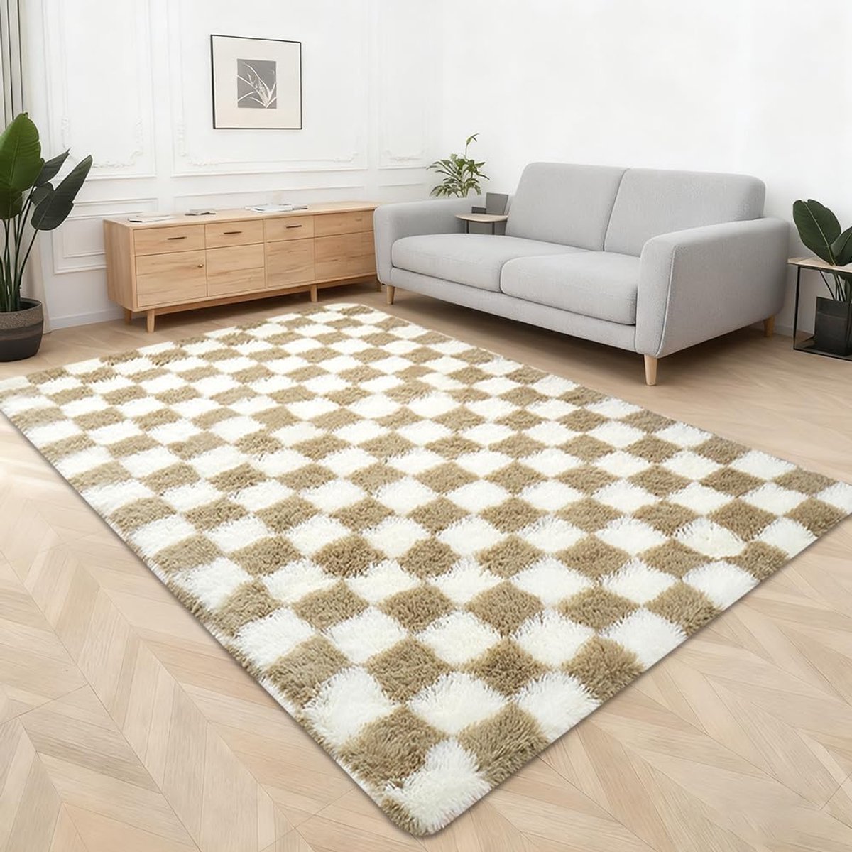 Plaid Hoogpolig Vloerkleed Extra Groot - Wasbaar Fluffy - Antislip voor Woonkamer en Kinderkamer - ShopVlot