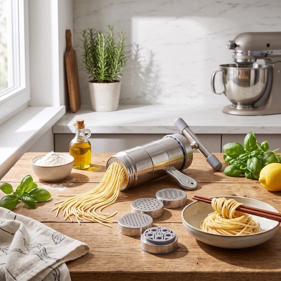 Solidchoice - Handmatige Pastamaker van RVS met 5 Vormen voor Verse Pasta van Solidchoice — afbeelding 5