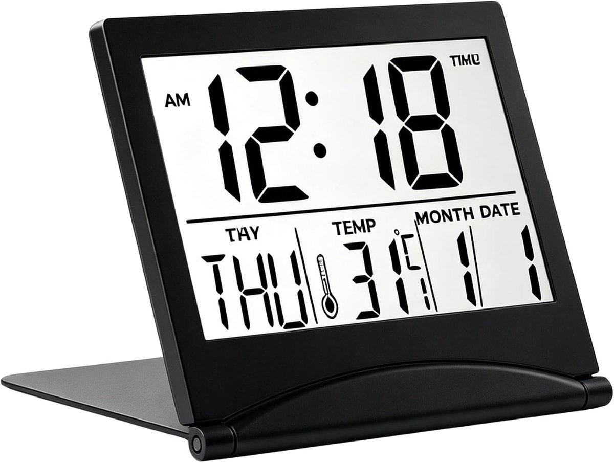 Digitale wekker - LCD reiswekkerradio - Opvouwbaar - Compact ontwerp voor reizen - ShopVlot