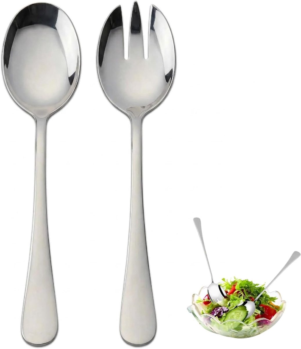 Saladebestek 28 cm - roestvrij staal - strak design - ideaal voor serveren - ShopVlot