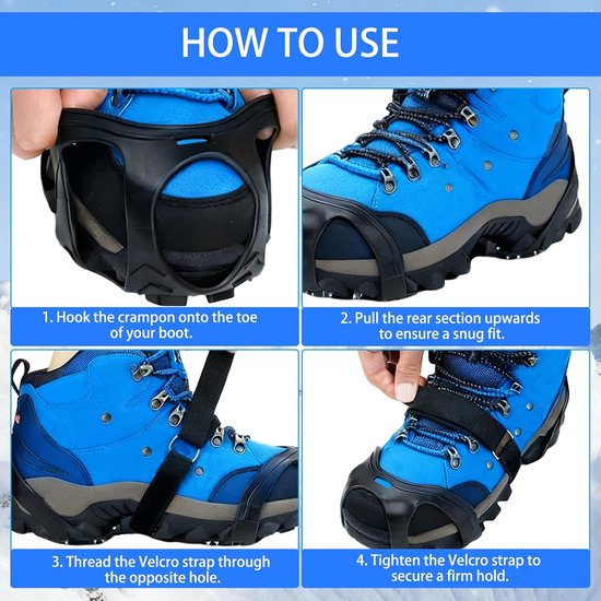 Crampons voor schoenen - 11 tanden ontwerp - roestvrij staal - maximale grip op ijs en sneeuw - ShopVlot — afbeelding 3