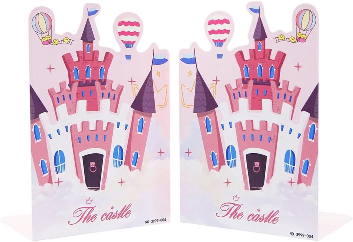 Boeksteunen kasteel roze - metaal - schattig ontwerp - perfect voor kinderkamer - ShopVlot