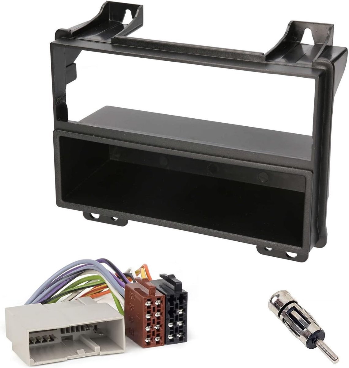 Car radio panel set 2-DIN - opslagcompartiment - inbouwframe met radio- en antenneadapter - eenvoudig te installeren - ShopVlot