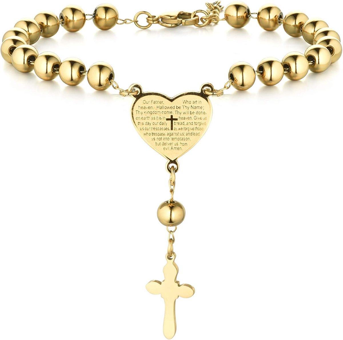Kruisarmband - 19,5cm - Rvs Zilver Goud Zwart - Religieuze Accessoire voor Hem en Haar - ShopVlot