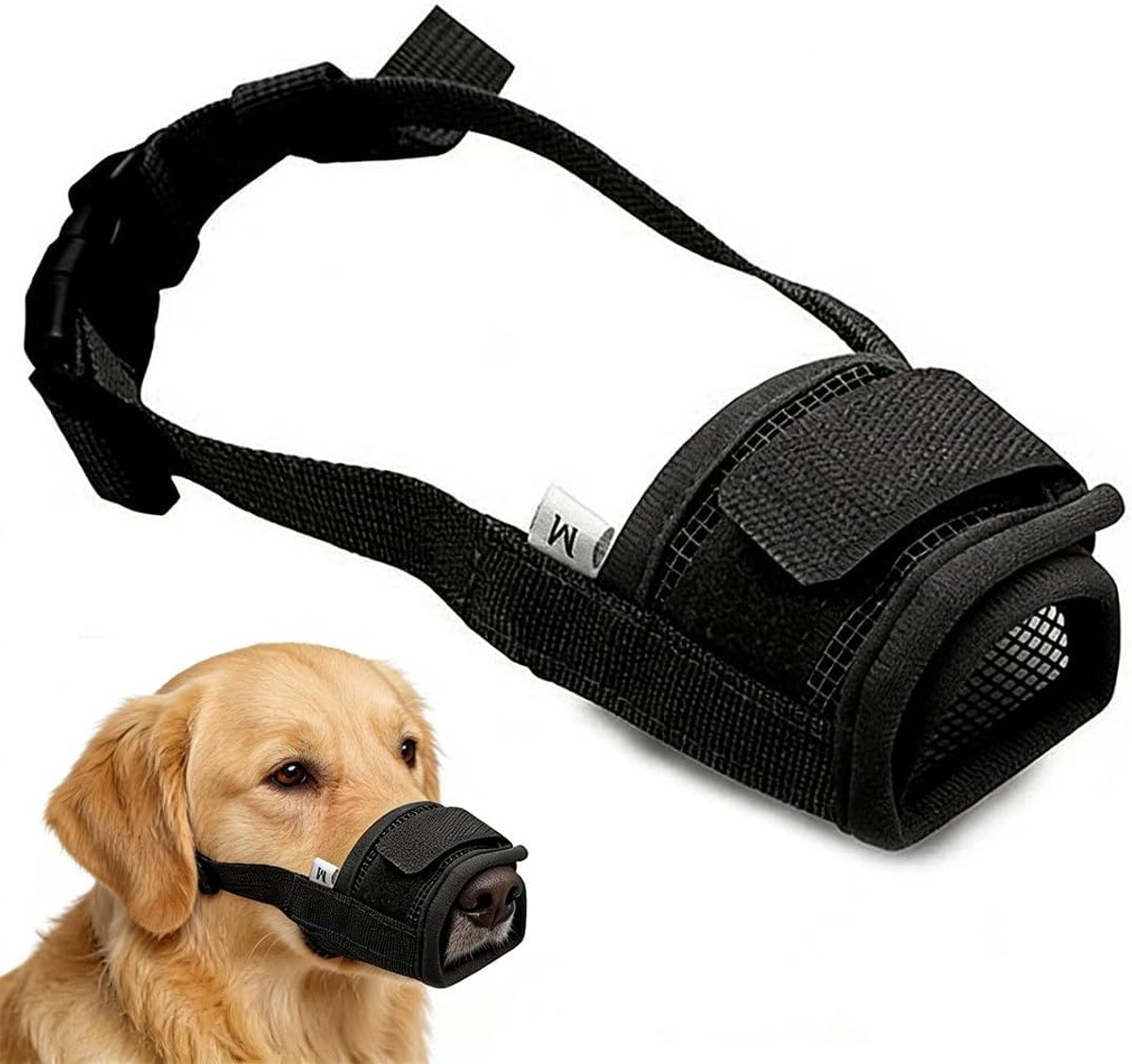 Muilkorf voor honden - Zacht ademend gaas - Verstelbare ring - Drinkbaar en antiblaf - ShopVlot