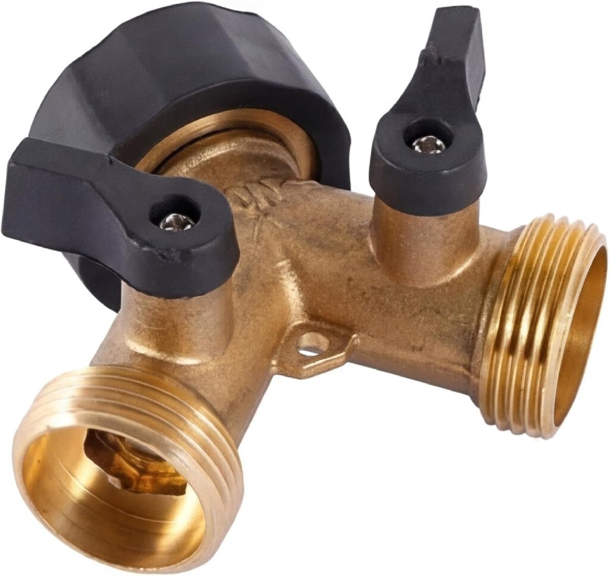 2-weg Y-verdeler 3/4 inch - messing - dubbele wasmachinekraan - aansluitingen voor 2 apparaten - ShopVlot