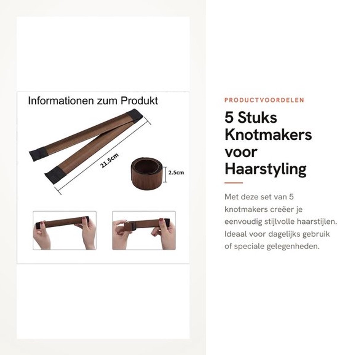 Knotmaker Vijfkleurige Set - Haarbroodmaker - Vlechthulp - Knoopringen - Donut Snap-Roll-Bun Gereedschap - Geschikt voor Lang en Dik Haar - Haarbun