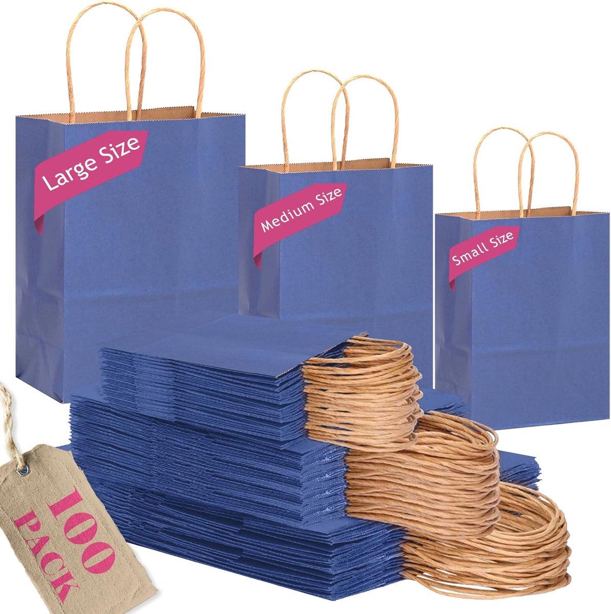 Papieren tas met handvatten - diepblauw - diverse maten - perfect voor cadeauverpakking - ShopVlot