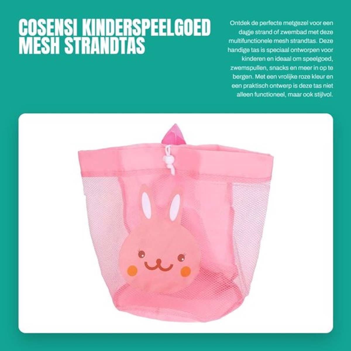 Strandtas Met Rits - Grote Mesh Opbergzak - Rugzak Voor Kinderen - Waterdicht - Sneldrogend - Geschikt Voor Strand/zwemmen