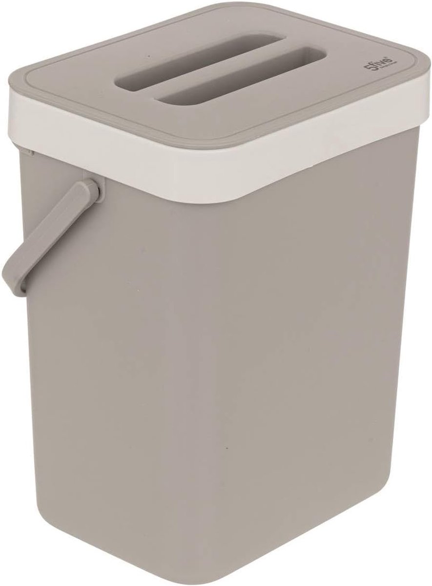 Afvalbak 5 liter - composteerbaar - beige - perfect voor keukenafval - ShopVlot