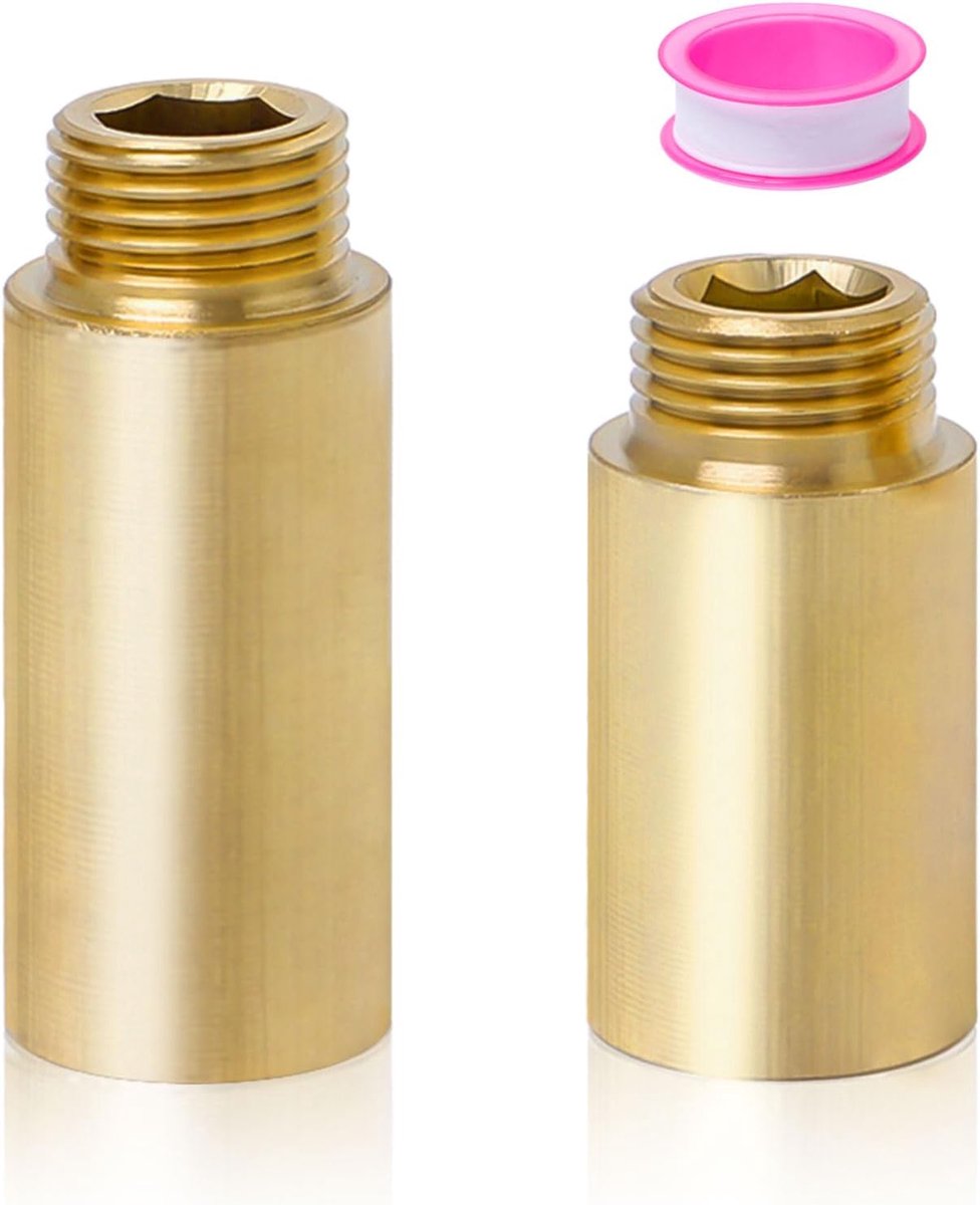 2pcs 1/2 inch brass faucet extension brass 40mm, 50mm thread extension for heating and drinking water - ShopVlot
