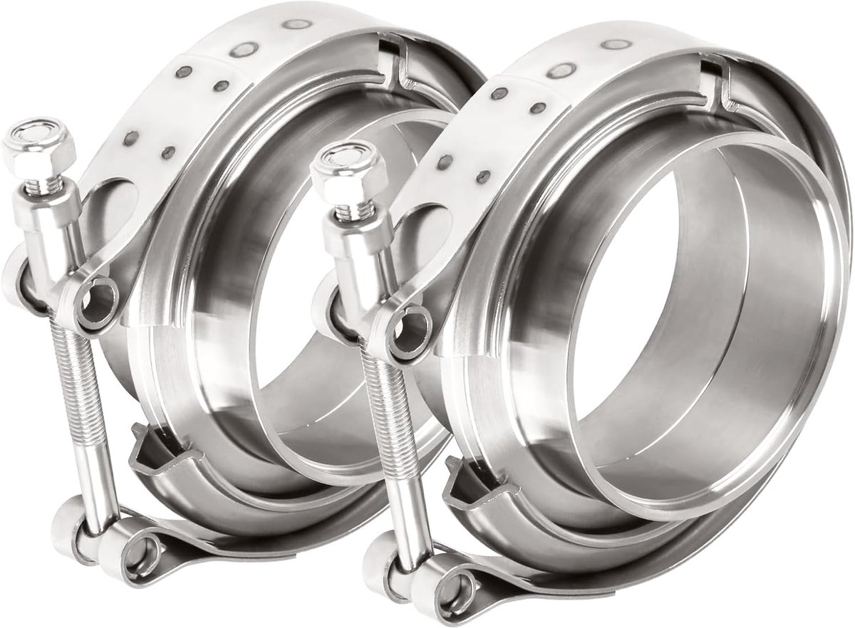 DOCAS 2 pieces Ø 57.1 mm (2.25 inch) V-band clamp + flanges complete stainless steel additional turbo hose, stainless - ShopVlot