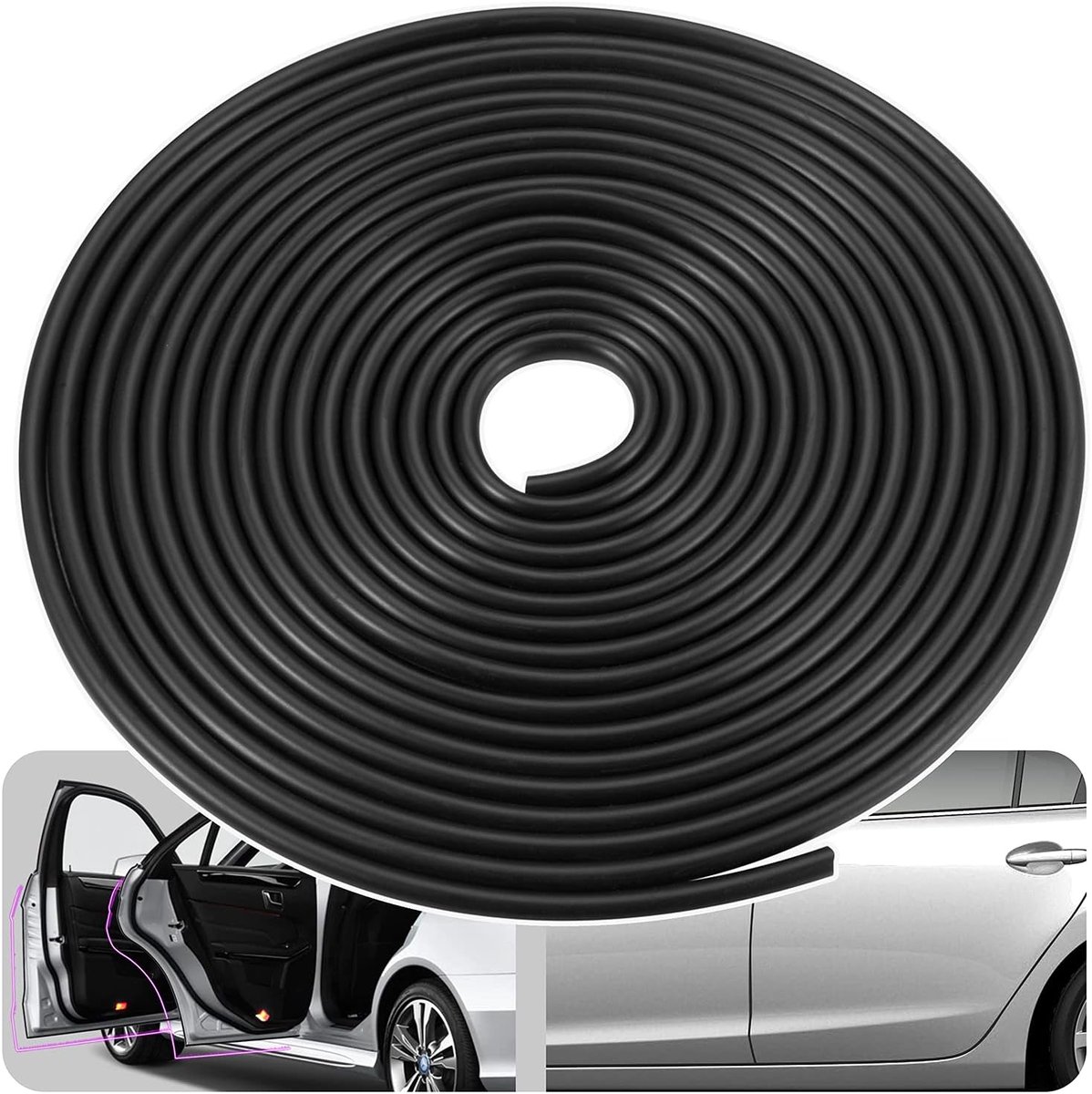 Car door edge protection, U shape, can be cut, suitable for most cars (5 m, black) - ShopVlot