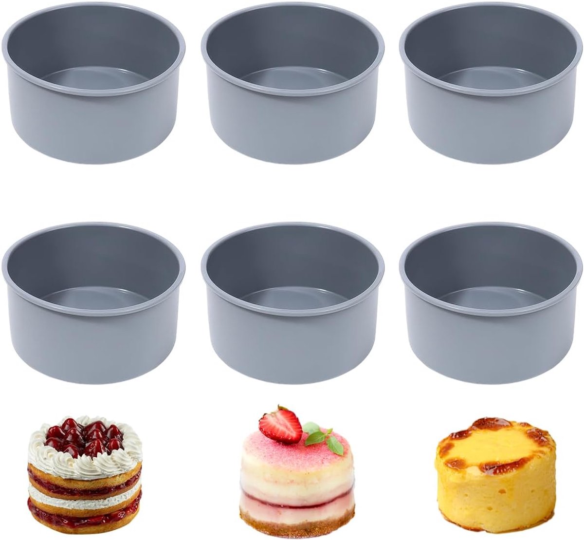 Silicone Baking Mould, Round, 4 Inches, 6 Pieces Small Cake Moulds, 10 cm, Mini Smash Cake Moulds, Silicone Baking - ShopVlot