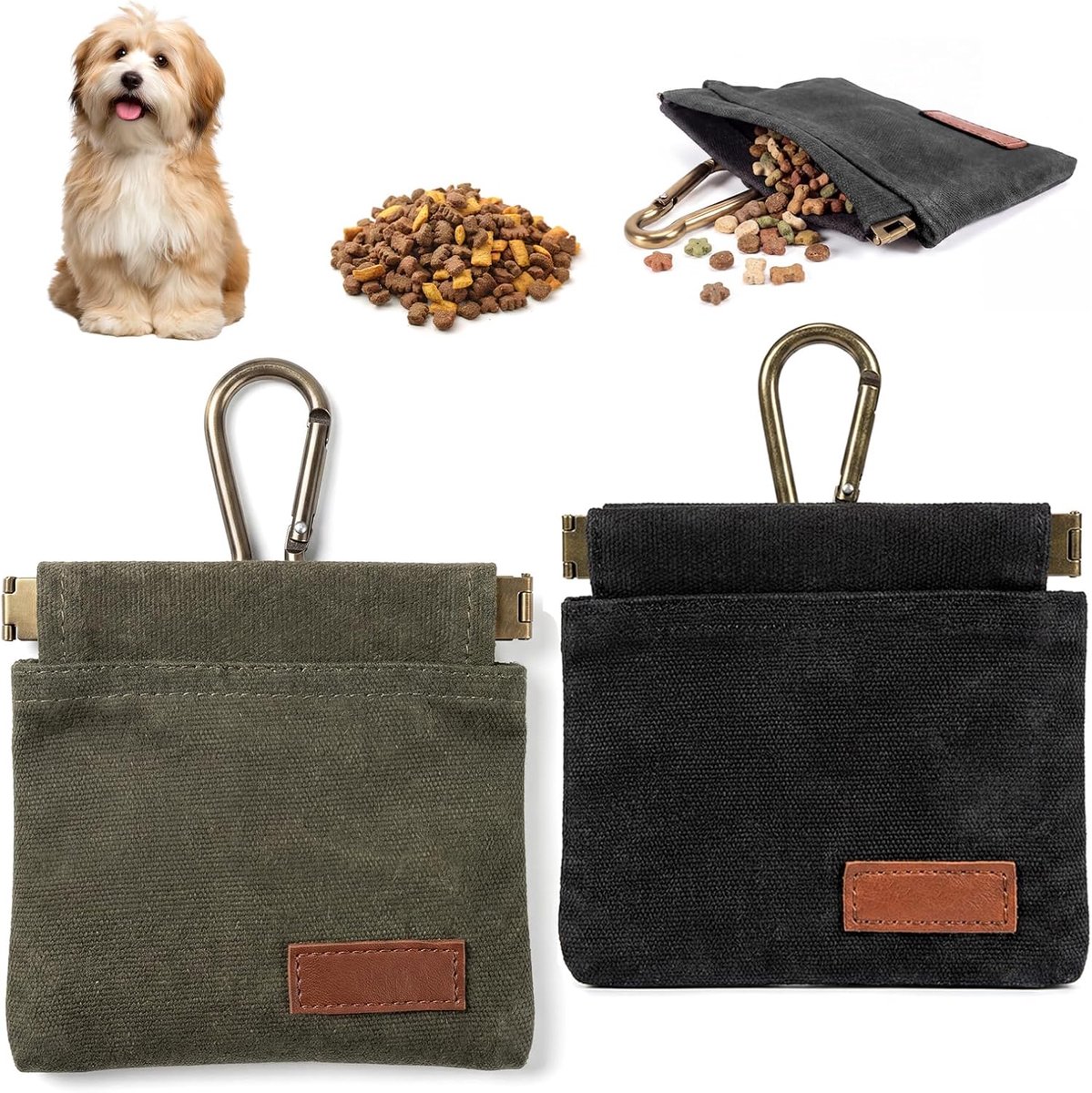 2 stuks snoepzakjes voor honden, waterdicht, met karabijnhaak, voor buiten - ShopVlot
