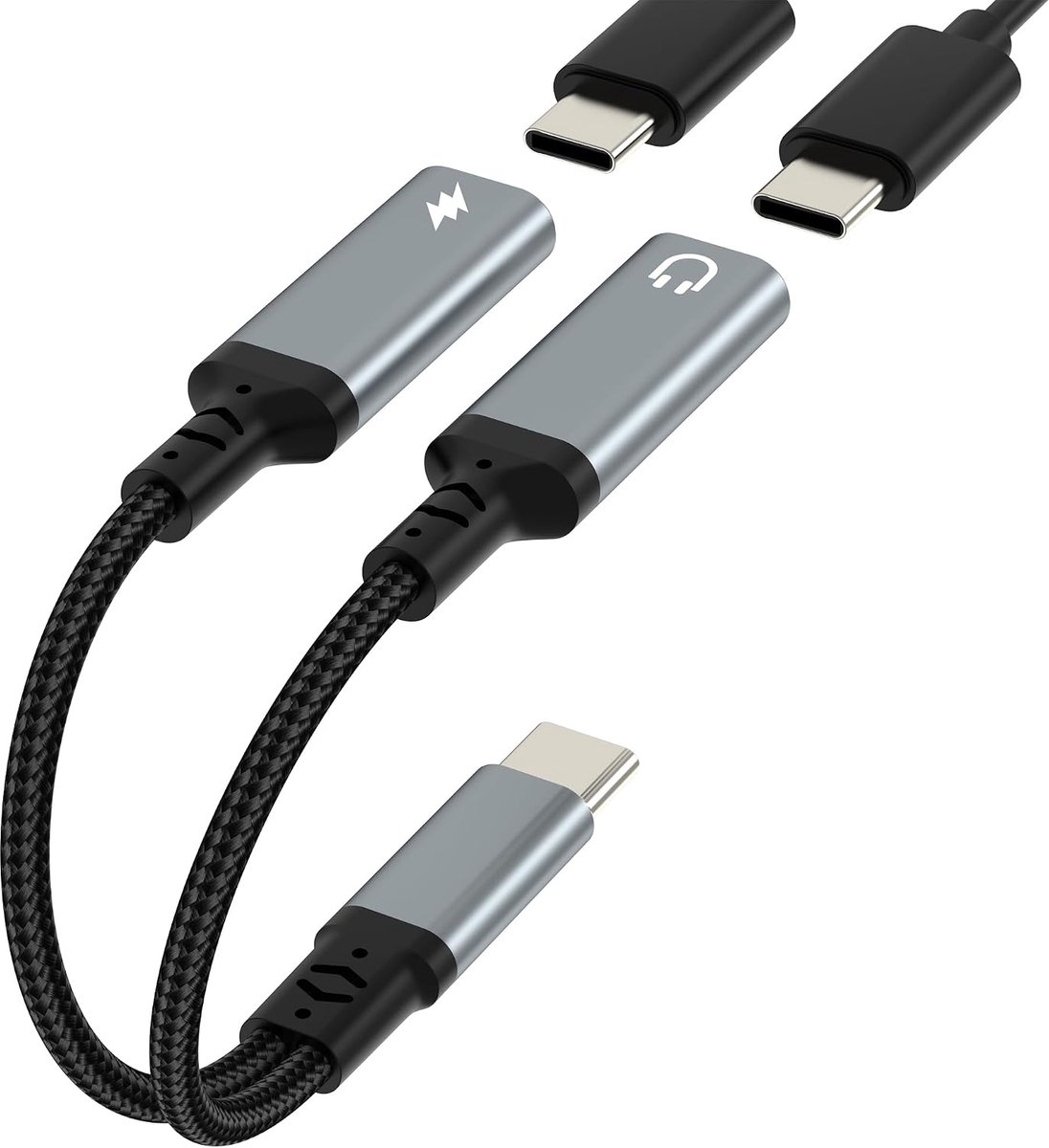 USB-C splitter dubbele plug hoofdtelefoonadapter naar audio voor iPhone 17 16 15 Pro Max Compatibel met Samsung voor - ShopVlot