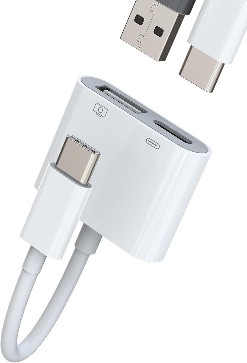 USB C-adapter 2-in-1 snel opladen USB A naar C OTG kabel USB-C 3.0 toetsenbordhub voor Apple voor iPhone 15 Pro Max - ShopVlot