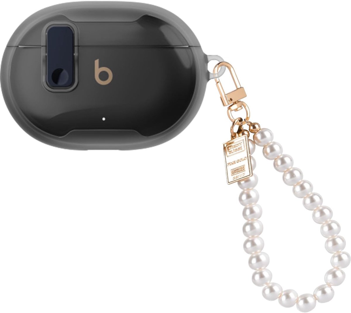 Bags Compatible with Beats Studio Buds/Buds Plus, Transparent Pearl Keychain Protective Case for Women, Ultra Thin TPU - ShopVlot