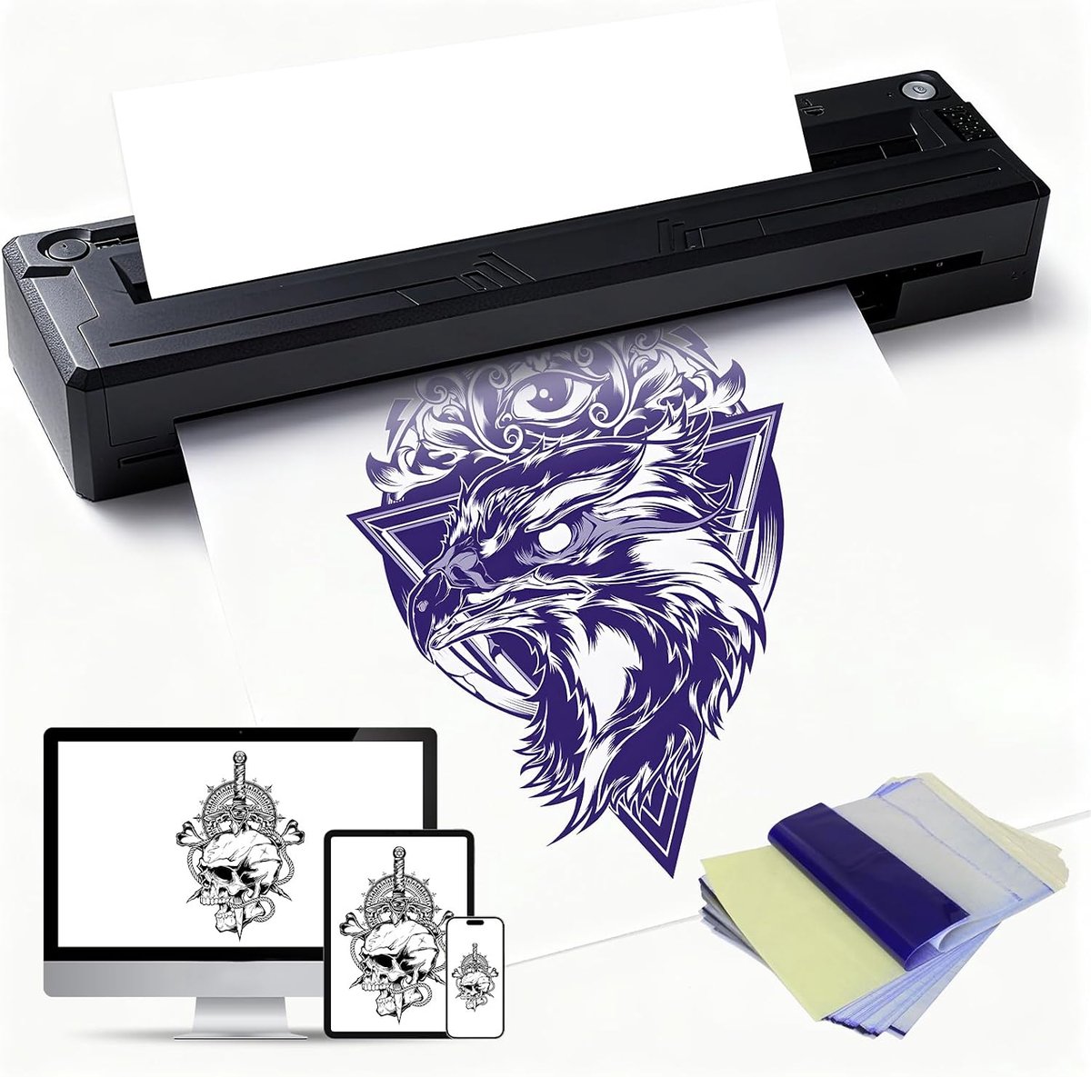 Stencil Tattoo Printer Tattoo Machine, Unihuby Transfer Tattoos Machine Wireless Printer Compatible with Smartphone & - ShopVlot