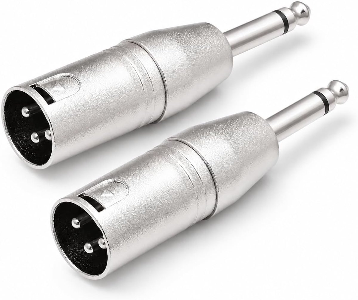 2 x XLR-mannelijke naar 6,35 mm TRS-aansluiting, symmetrische high-fidelity converter voor microfoons, mixers - ShopVlot