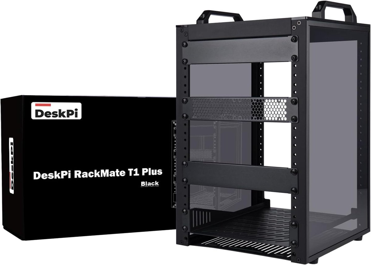 GeeekPi DeskPi RackMate T1 Plus, 10 Inch 8U Server Cabinet, 260mm Depth Mini Rack with Rack Shelf & Blank Panel, for - ShopVlot