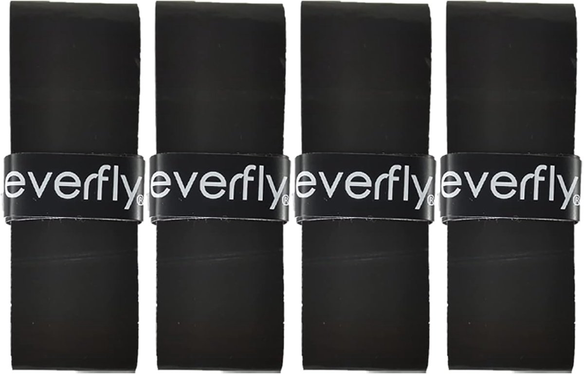 EVERFLY Overgrips Padel Racket Smooth Perforated Set of 4 Black Non-Slip Handle Squash Racket Ball - ShopVlot