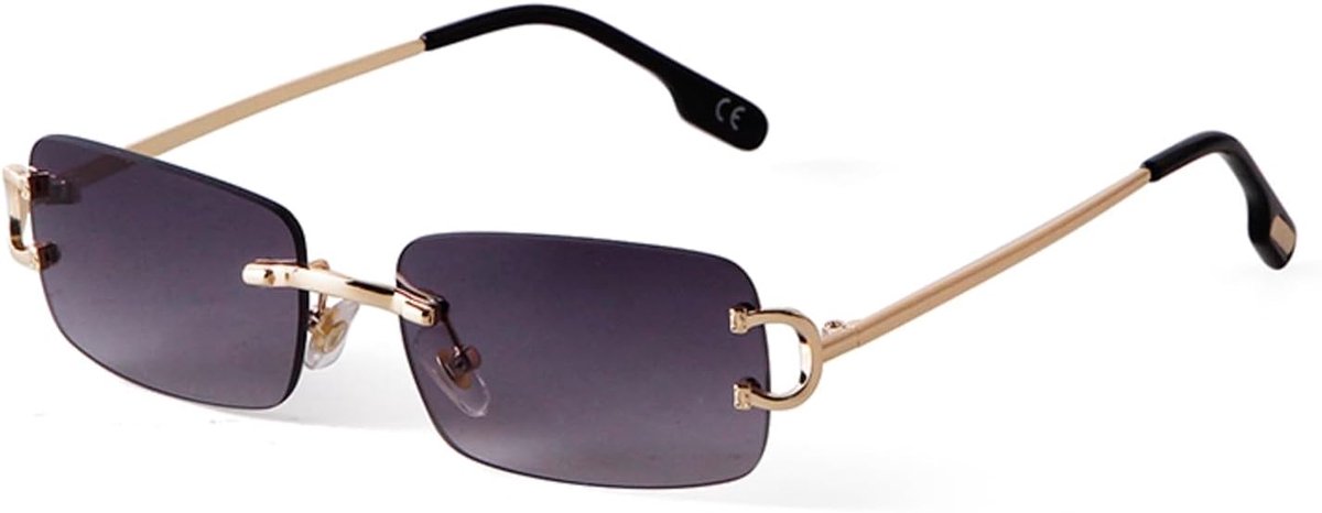ADEWU Unisex Retro Vintage Rimless UV Protection Narrow Rectangular Sunglasses for Men and Women - ShopVlot