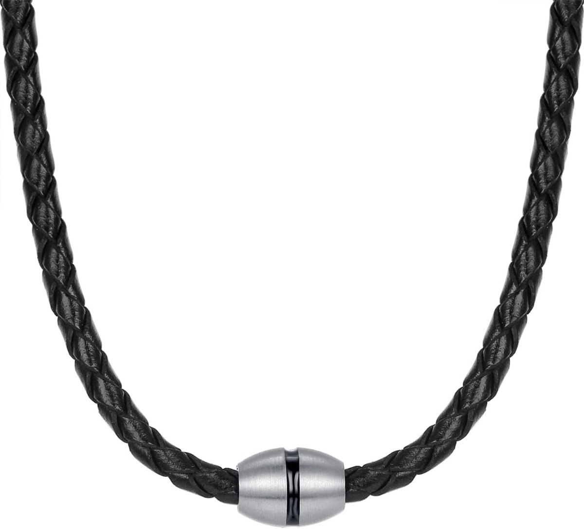 True Rebels 602400 Men's Stainless Steel Cord Necklace Matte Leather - ShopVlot