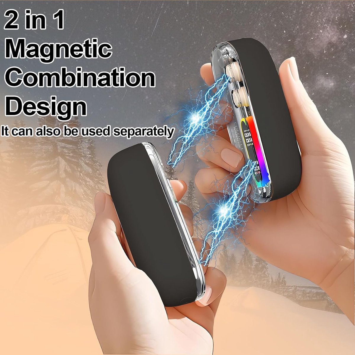 Elektrische Handwarmers Oplaadbaar - Set van 2 - 4 Warmtestanden - 6000 mAh - Magnetisch - Perfect voor Buiten & Camping — cadeau in Sport & Outdoor - foto 7