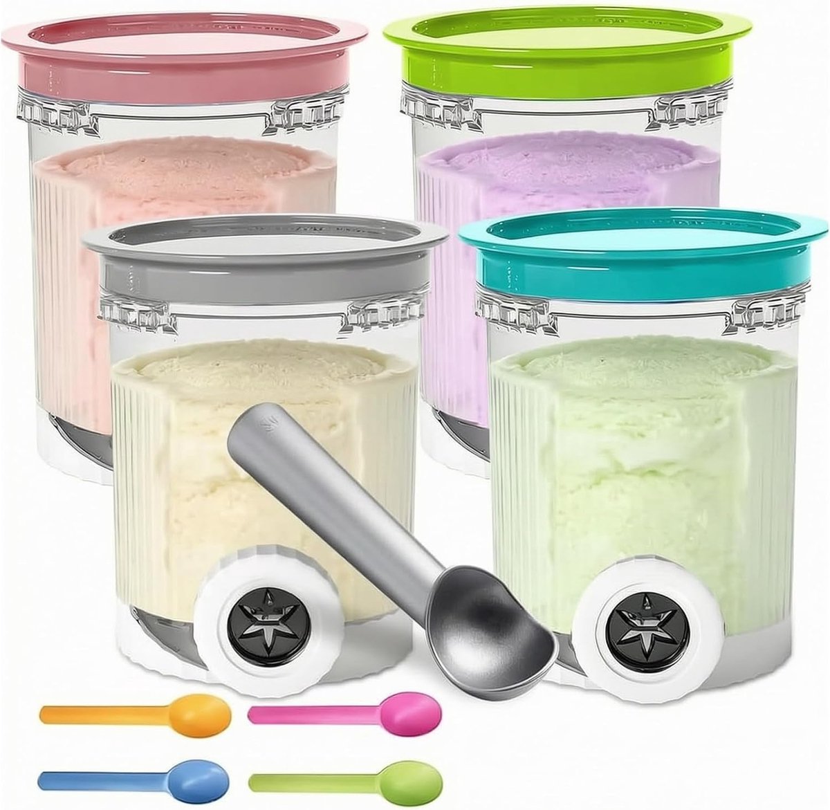 iFCOW Ice Cups with Lid, 16 fl oz, 4 Pack Replacement Containers Compatible with Ninja NC701 NC700 Series, Reusable - ShopVlot