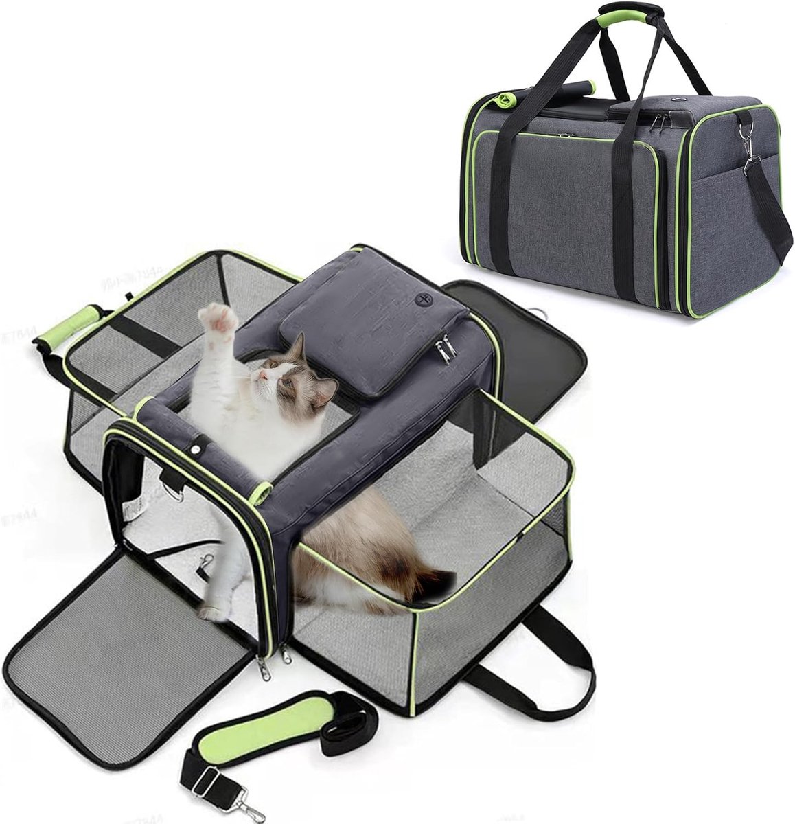 Kattenreismand Expandable 18.8" - Zachte Reisdrager - Wasbare Fleece Pad - Veilig voor Reizen - ShopVlot