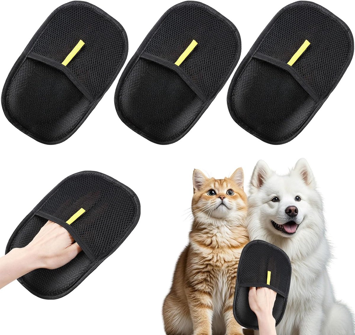 Hondenverzorgingshandschoenen 4PCS - Statistische massagehandschoenen - Dierenvachtverwijderaar - ShopVlot