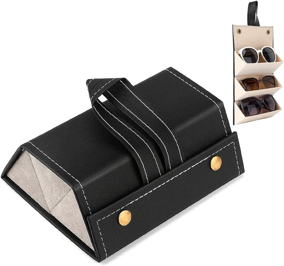 Hardcase brillenkoker - hard materiaal - leer - ideaal voor bescherming - ShopVlot