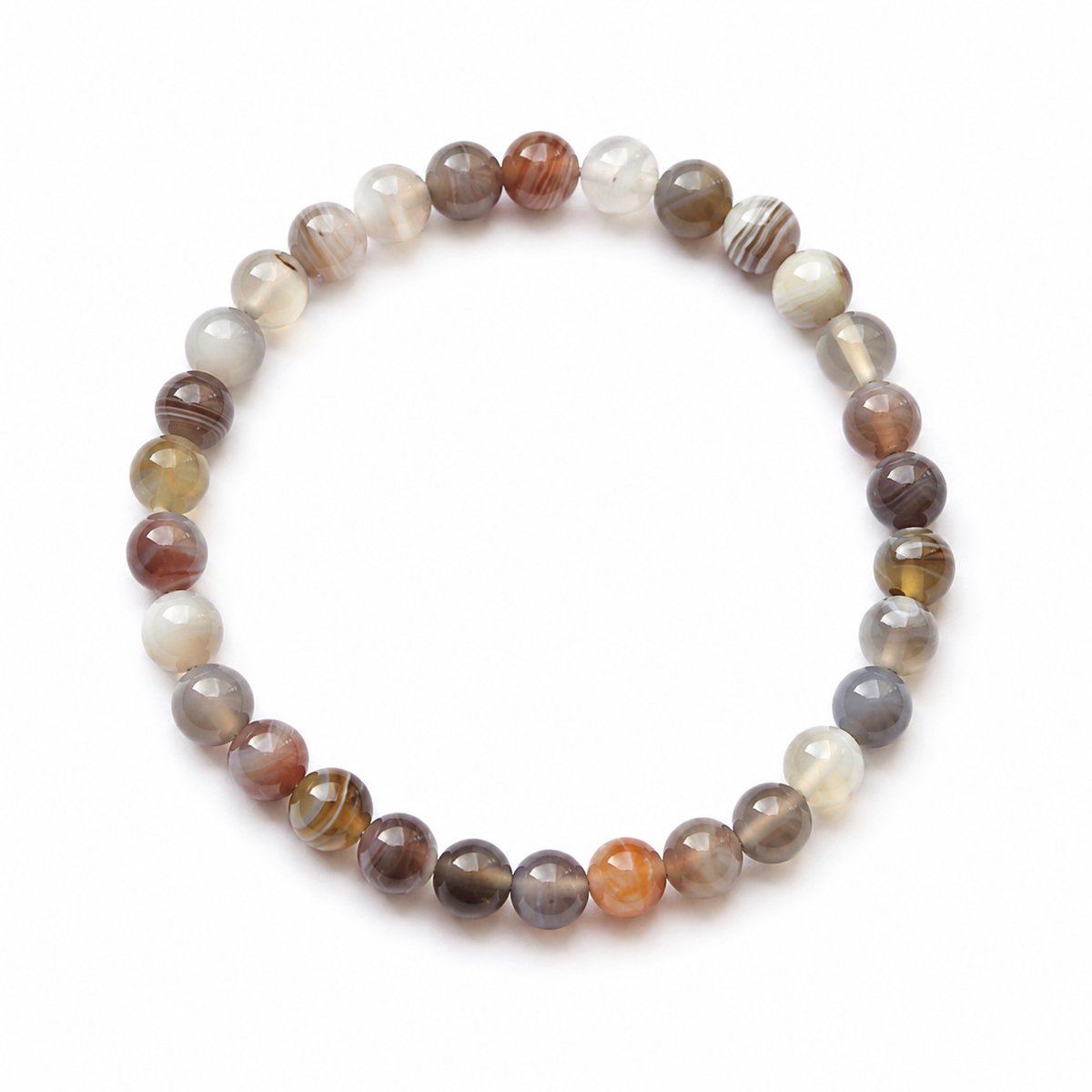 Botswana Agaat Armband – 6 mm Kralen – Diameter 17 cm – Elastische Edelsteenarmband- Armband - Edelsteen armband - Multikleur edelsteen armband – Agaat