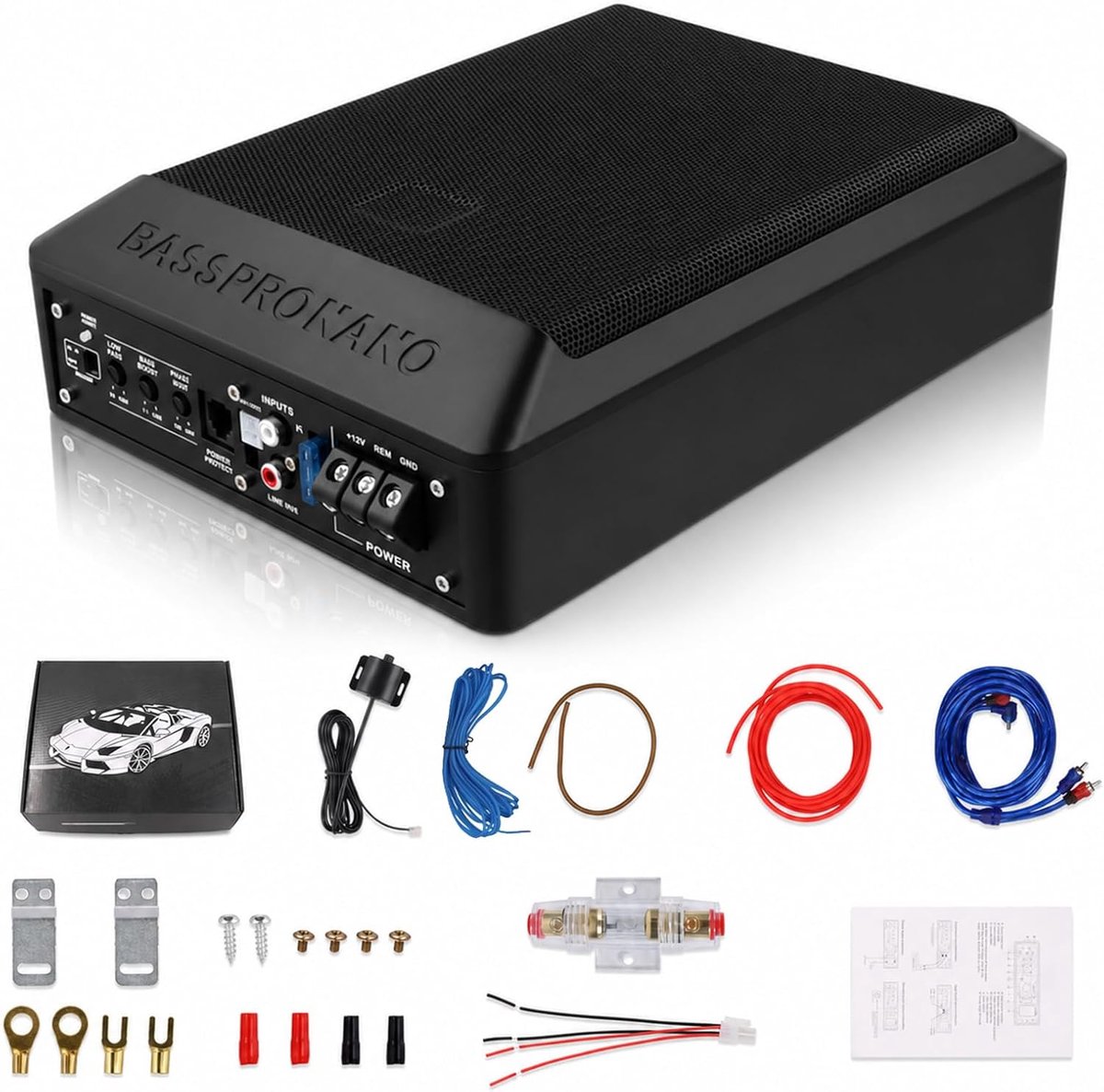 Subwoofer 1000 W - Slank ontwerp - Individuele basverhoging - Diepe bas voor auto - ShopVlot