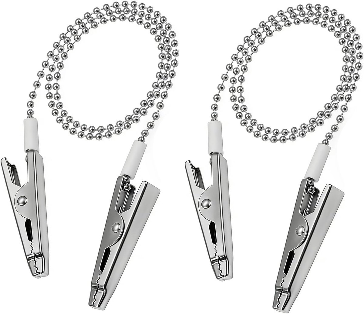 Metalen bal ketting clip 12'' - 2 stuks - voor servet en slabbetje - ideaal voor onderweg - ShopVlot
