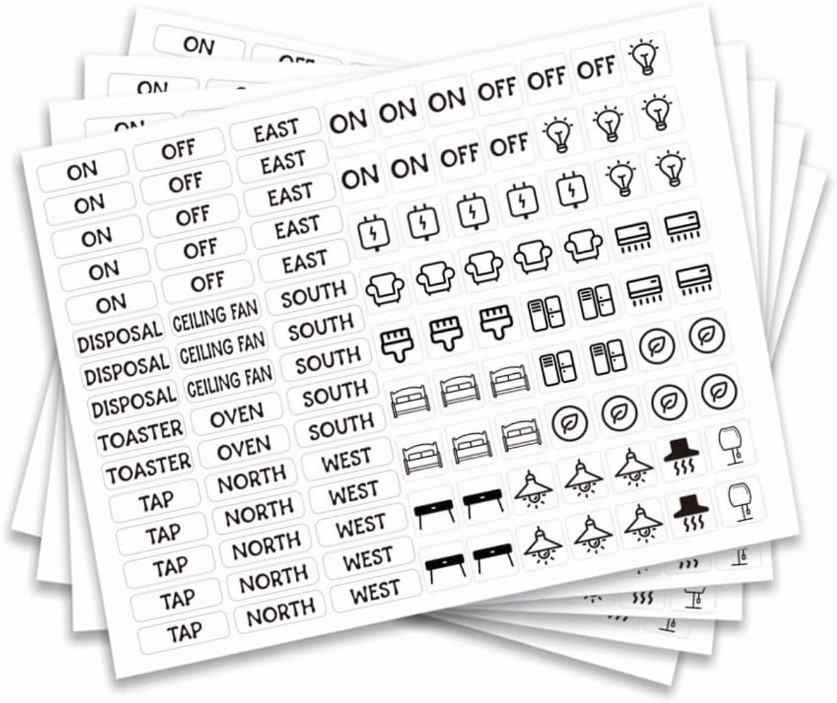 lichtschakelaar stickerlabels 540 stuks - transparant - creatieve pictogrammen - ideaal voor thuisgebruik - ShopVlot
